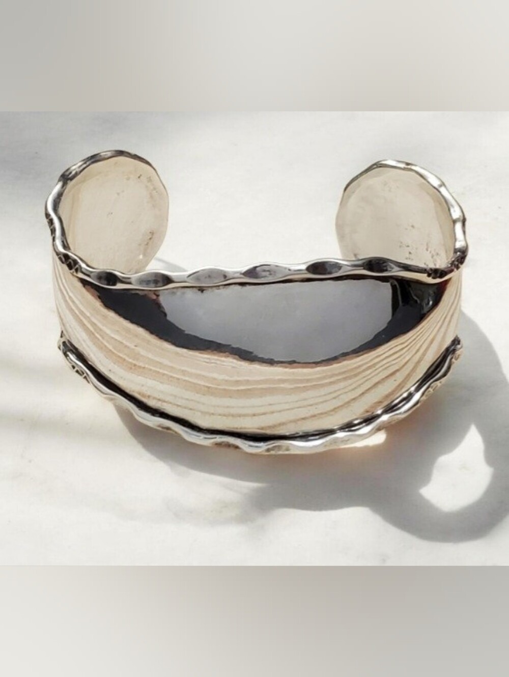 Vtg. Sterling-Style Silver Cuff Bracelet by TAXCO MEXICO